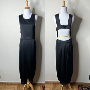 Zara Black Satin Open Back Jumpsuit